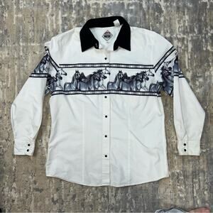 Vintage Cumberland Outfitters For Her western Horse Snap shirt Large